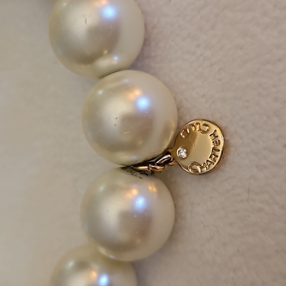 CHARTER CLUB White Chunky Glass Pearl Bridal Stretch Bracelet - Picture 3 of 4